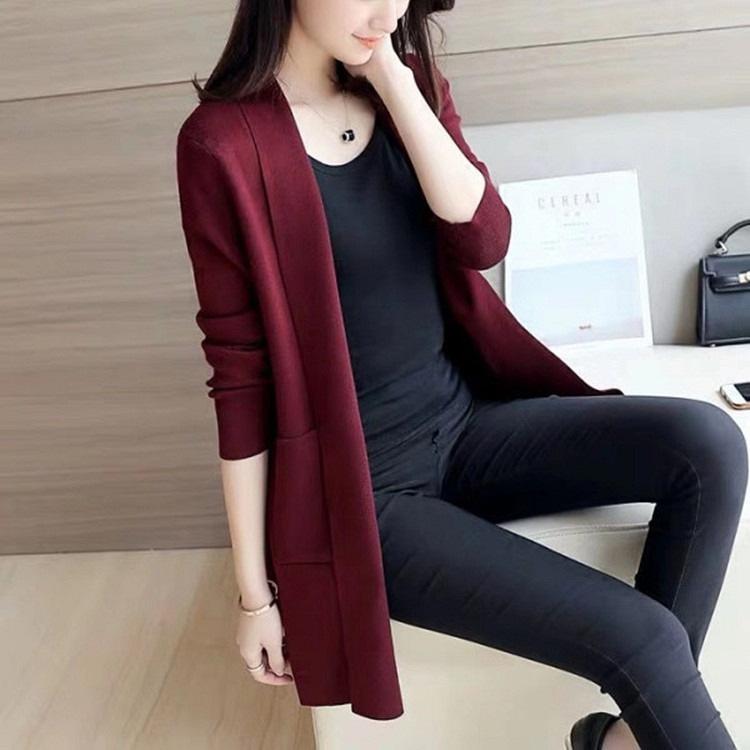 Product Introduction of Áo Len Nữ, Ngoại Cỡ, Phong Cách Mùa Xuân Và Mùa Thu, Hàng Mới Về, Dáng Rộng Vừa Vặn, Có Túi, Dài Trung Bình Dài Tay, Áo Khoác Cardigan Tup, Thích Hợp Cho Nữ Top Women 11