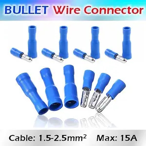 BLUE Bullet Wire Connector Terminal Plug Cucuk Kabel Quick Cable Crimp Terminal Kabel Crimp Isi 1 Pasang Male - Female