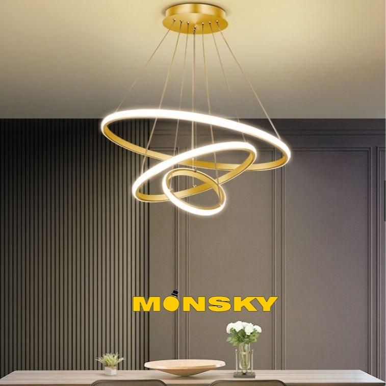 Đèn thả MONSKY INVY 3 vòng trang trí bàn ăn phòng khách hiện đại sang trọng t44