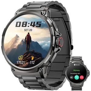 Relojes inteligentes para hombres (Responde/Haz llamadas), Pantalla redonda grande de 1.85", Monitor de actividad, Reloj de fitness impermeable para teléfonos Android/iOS, Ofertas del Día Nacional