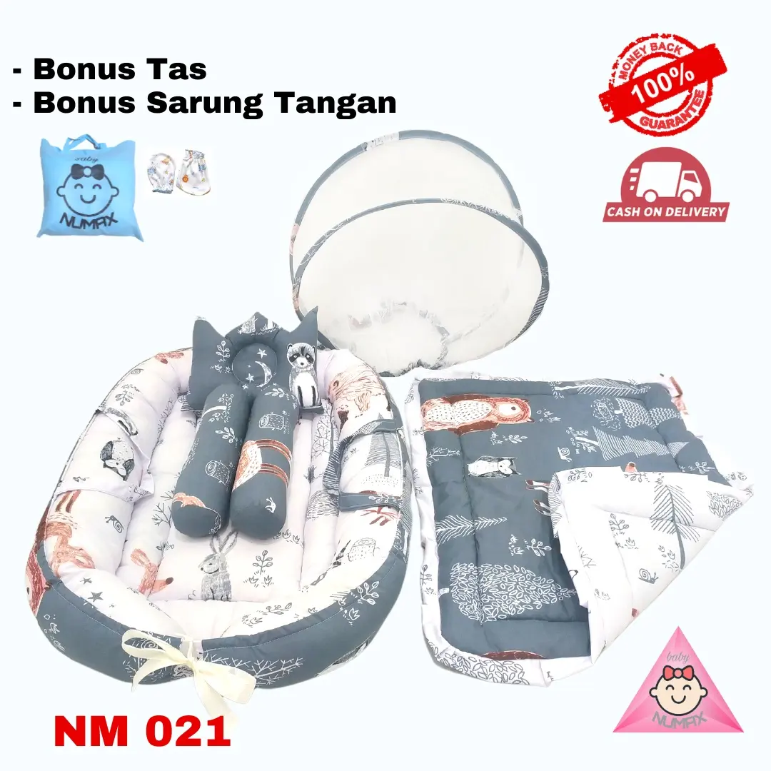 KASUR BAYI LIPAT BERKELAMBU BISA LEPAS / TEMPAT TIDUR BAYI MOTIF ANIMAL / KASUR BAYI PORTABLE / KADO BAYI Bantal Bedcover Guling Empuk Bed