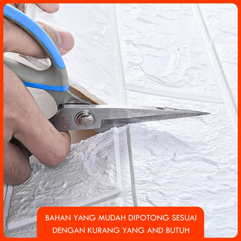 Wallpaper Dinding 3D Foam Motif Batu Bata 70 x 77 cm - Warna Putih 4