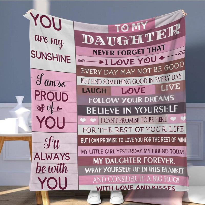 To My Daughter Themed Blanket,  Soft Comfortable Throw Blanket, Cool Bedroom Bedding Blankets for Home Office Travel Dormitory Camping 2