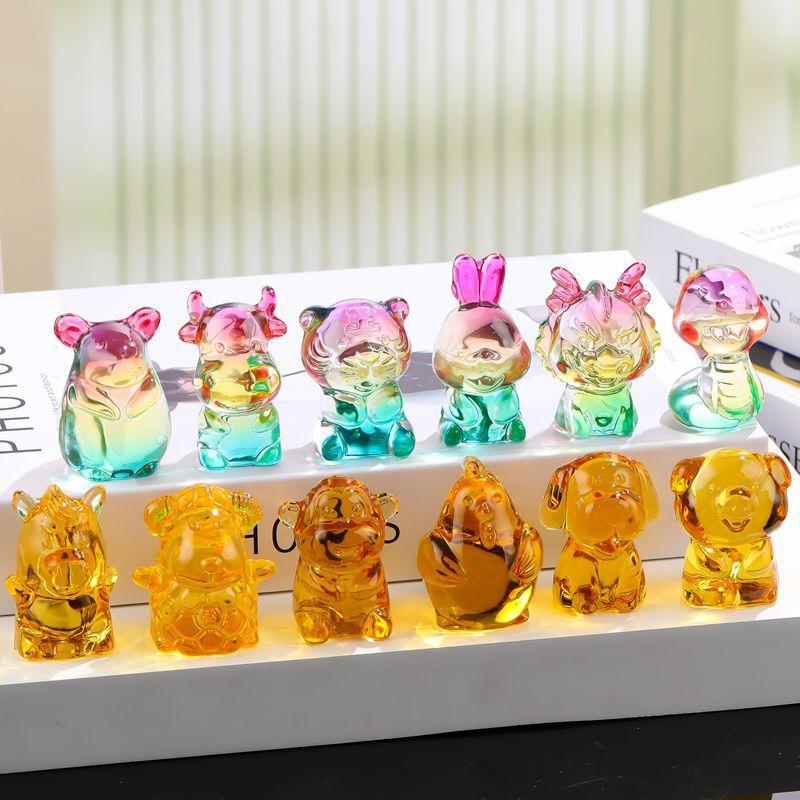 Product Introduction of Glazed Zodiac Figurines Set of Twelve Zodiac Animals Creative Desktop Ornaments Dragon Snake New Product 6
