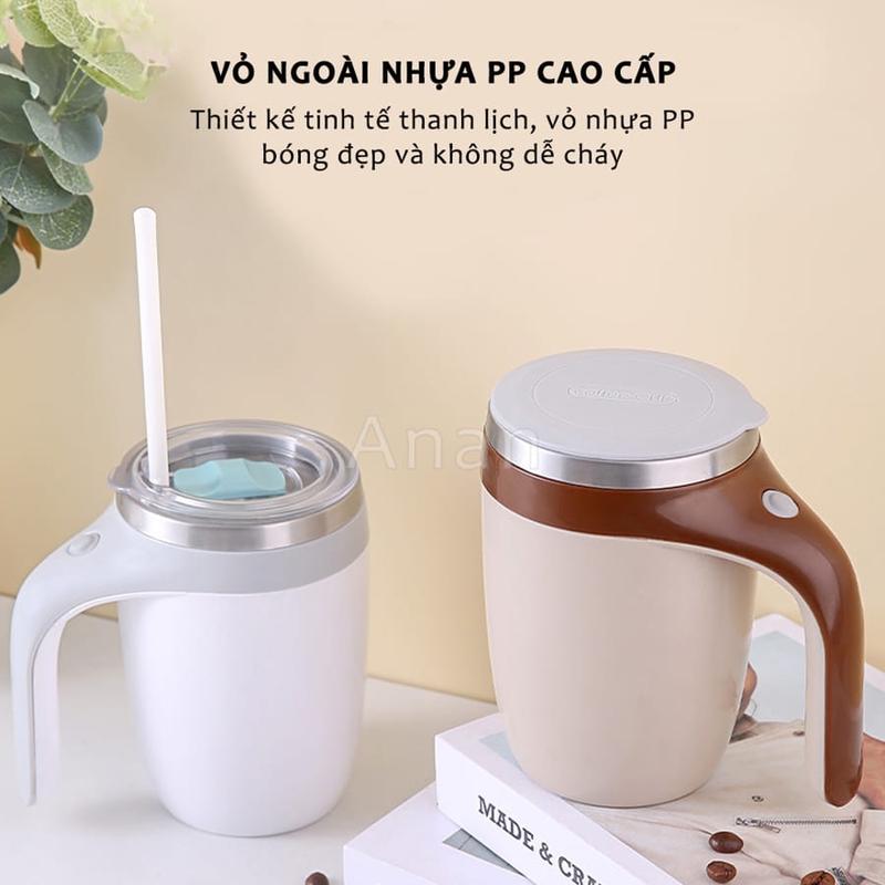 Cốc Khuấy Cà Phê Tự Động Thông Minh, Ly Inox Giữ Nhiệt Khuấy Tự Động Bằng Một Nút Bấm