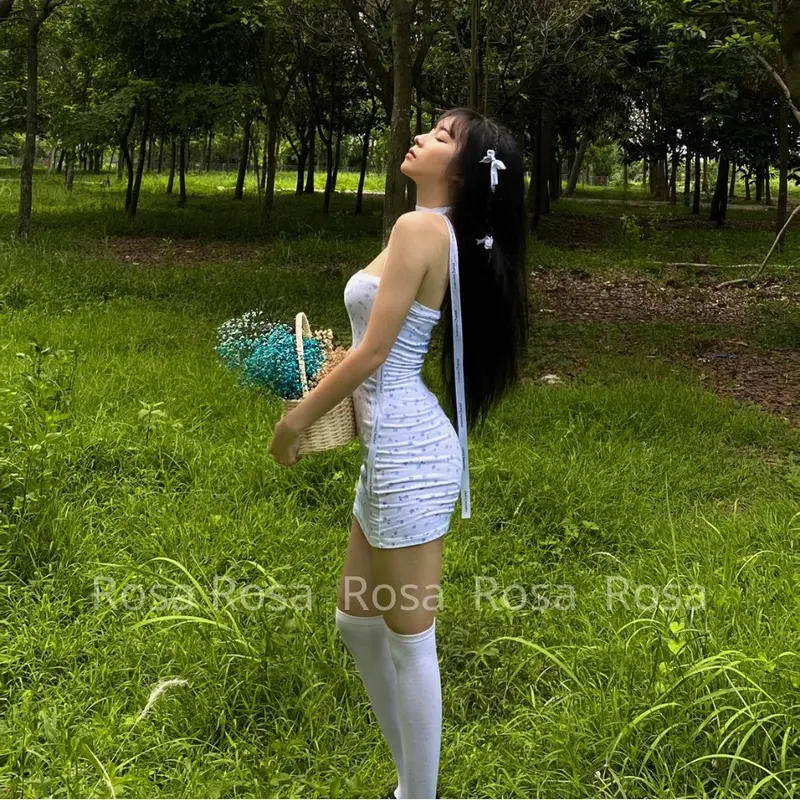 Đầm ống hoa nhí sexy Nữ Dress 2