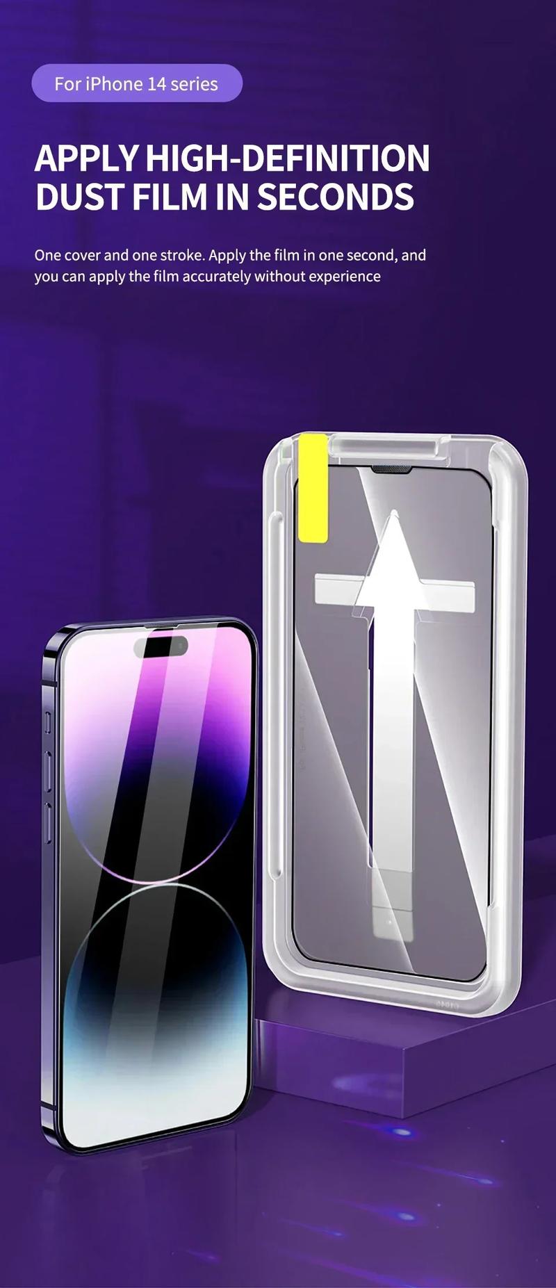 Product Introduction of 1-2Pc Oleophobic Coating Dust Free Easy Installation Screen Protector for IPhone 13 11 12 14 15 Pro Max Mini XR 16 15 Plus Glass 2