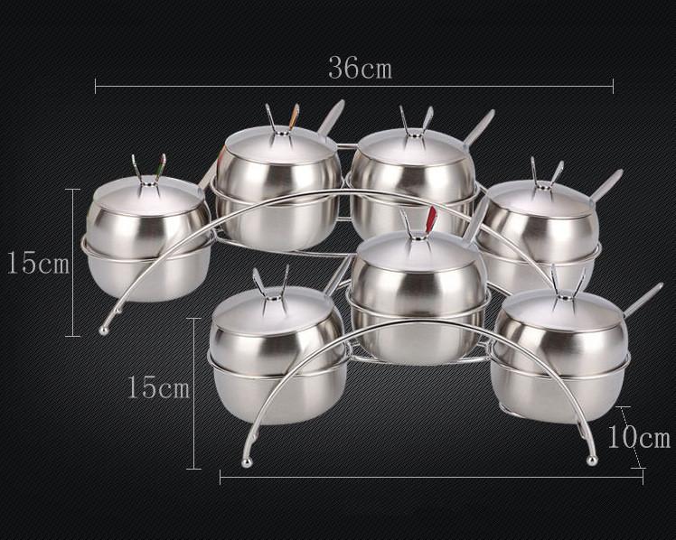 Product Introduction of 1SET High Quality Stainless Steel Seasoning pot Integrated design Spice Salt Sugar Pepper Ajinomoto Jar with Cover Set Condiment Pot Spice Container OK 0649 10