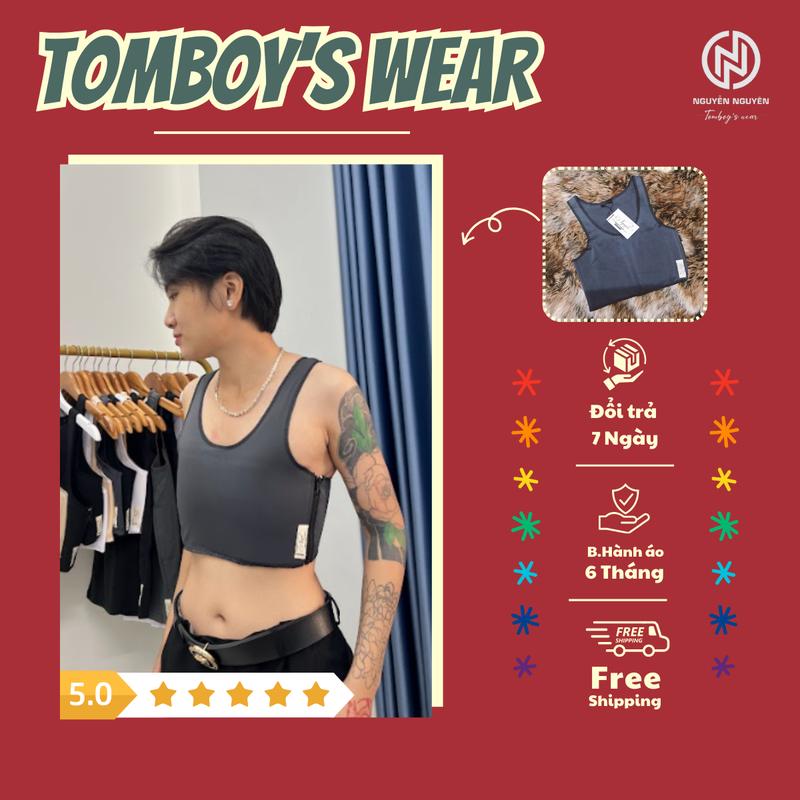 Áo Nịt Ngực Tomboy Không Viền Không Gen Dây Khóa Kéo Hông - Áo Lót Bó Ép Nịt Làm Nhỏ Ngực Tomboy Thể Thao Gym Nữ Ba Lỗ Bigsize Nguyễn Nguyên