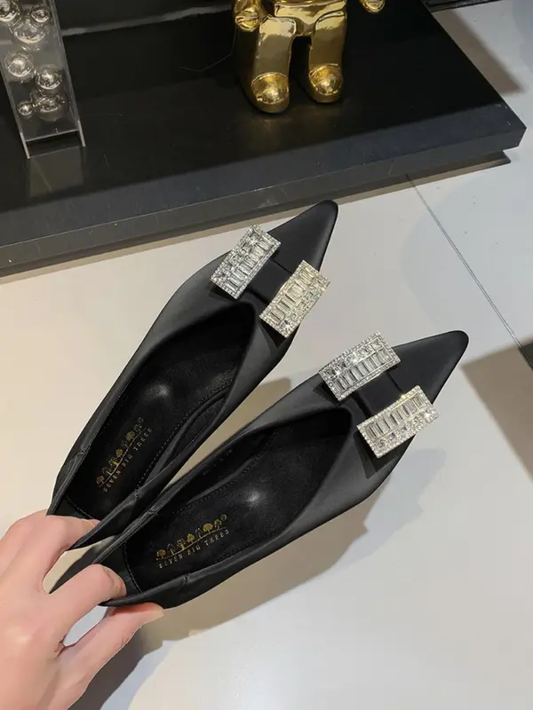 Women's Elegant Rhinestone Decorated Flat Shoes, Trendy Pointed Toe Slip on Shoes, Fashionable Shoes for Daily Wear, Girl 7