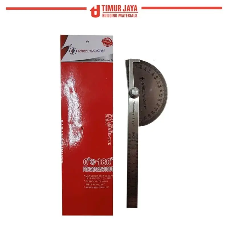 THUNDER Penggaris Protractor Stainless Busur Derajat 10 cm half Round 2