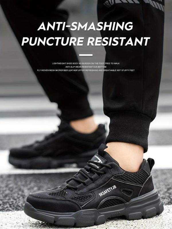 Men's Breathable Lightweight Anti-slip Safety Shoes, Casual Waterproof Workout Sneakers, Comfortable Hollow Out Design Lace Up Work Shoes, Non-slip Safety Shoes for Daily Wear 8