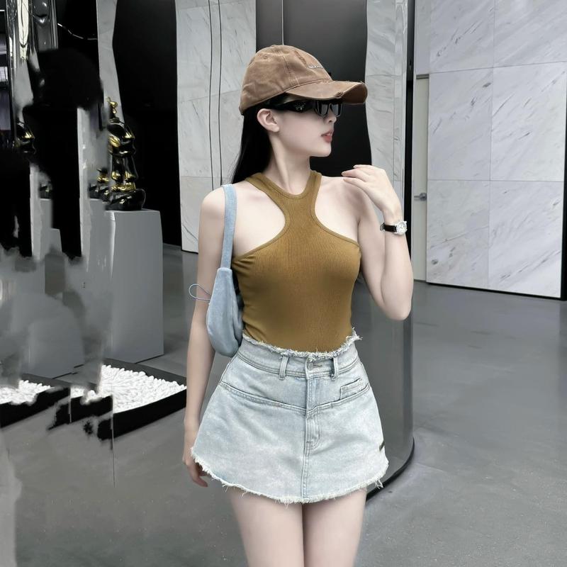Áo thun ba lỗ nữ dáng ôm body chất tăm lạnh co giãn thấm hút mồ hôi 4 màu hottrend2025
