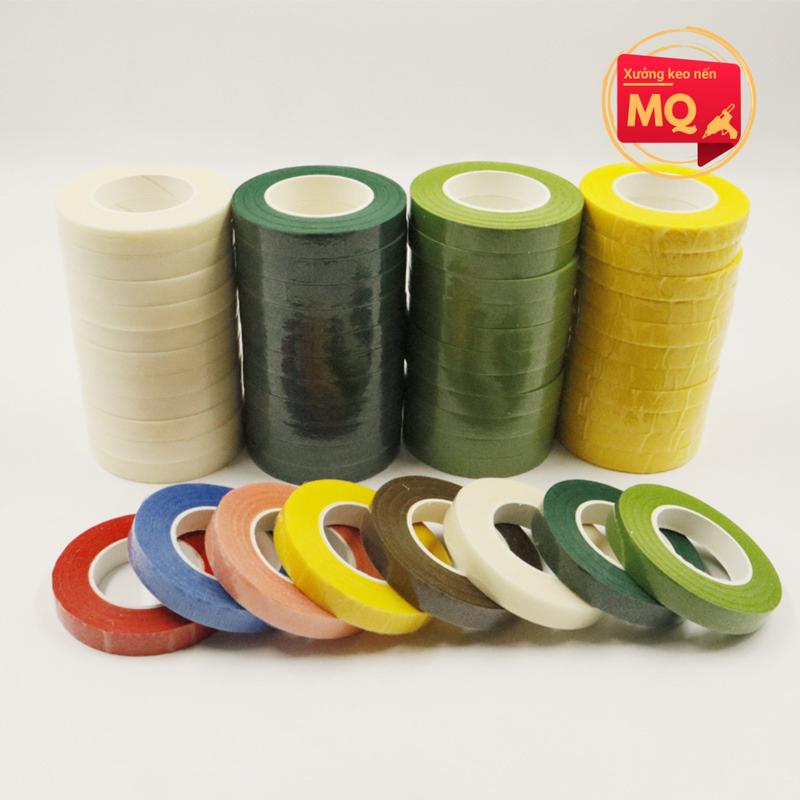 Xưởng MQ _Lố 12 cuộn băng dính sáp băng dính quấn cành hoa giả băng keo sáp quấn cành làm hoa kẽm nhung hoa tulip Diy