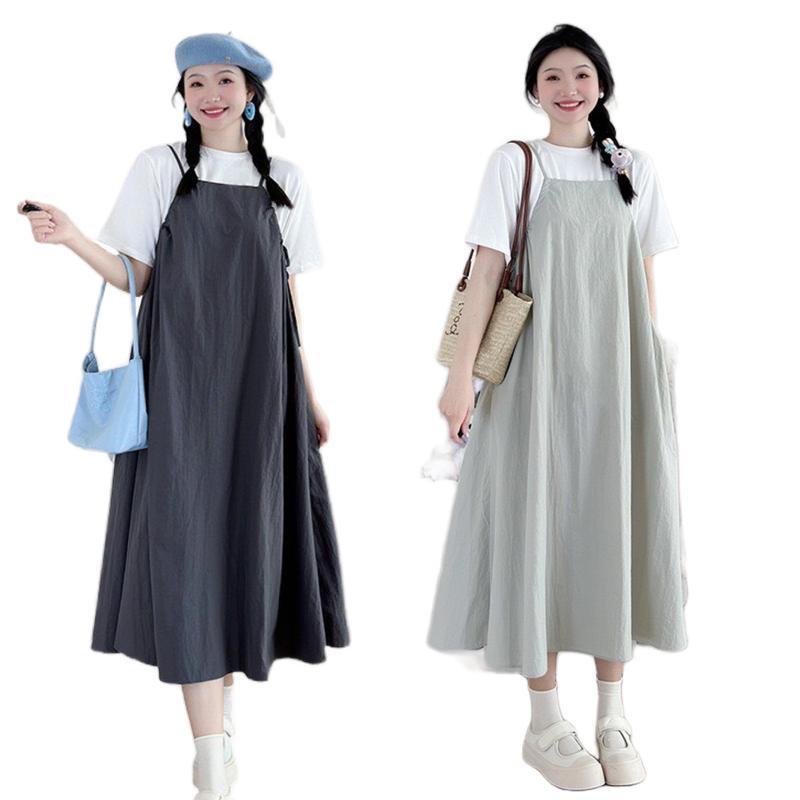 Sét suông sét bầu thiết kế trẻ trung xinh xắn hai chi tiết YẾM XINH ĐŨI XƯỚC NHẬT HAI DÂY điều chỉnh dễ dàng KÈM ÁO PHÔNG TRẮNG mặc đi làm đi chơi tiện lợi  năng động SY4