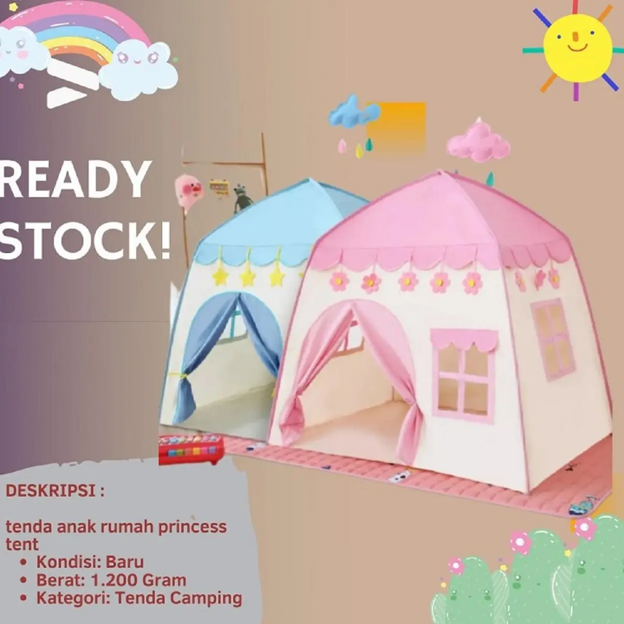 Tenda Bermain Anak Model Castle Kids Portable Tent Material Polyester
