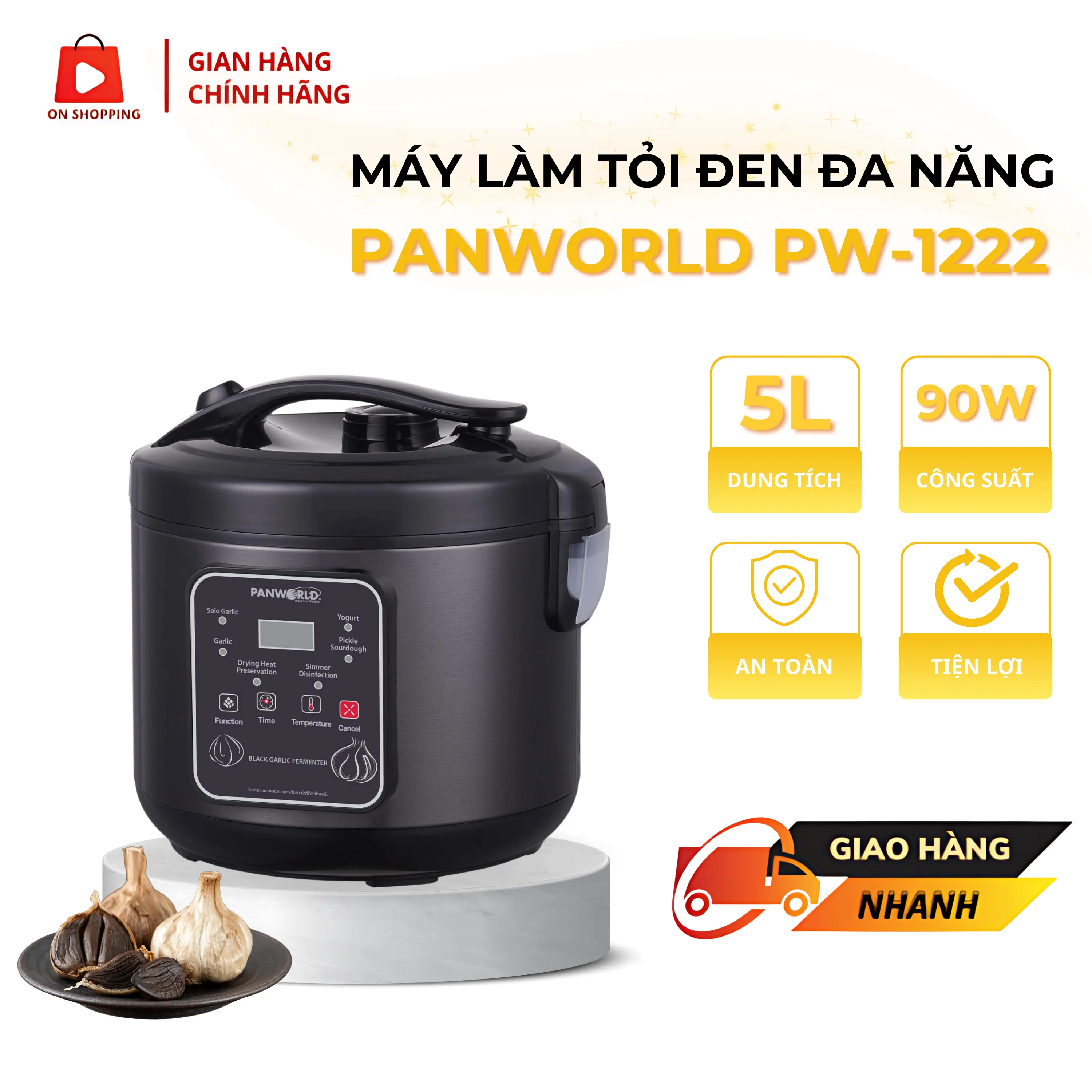 Máy Làm Tỏi Đen Panworld PW-1222 Sử Dụng Công Nghệ Nhiệt Độ 4 Chiều Tiên Tiến