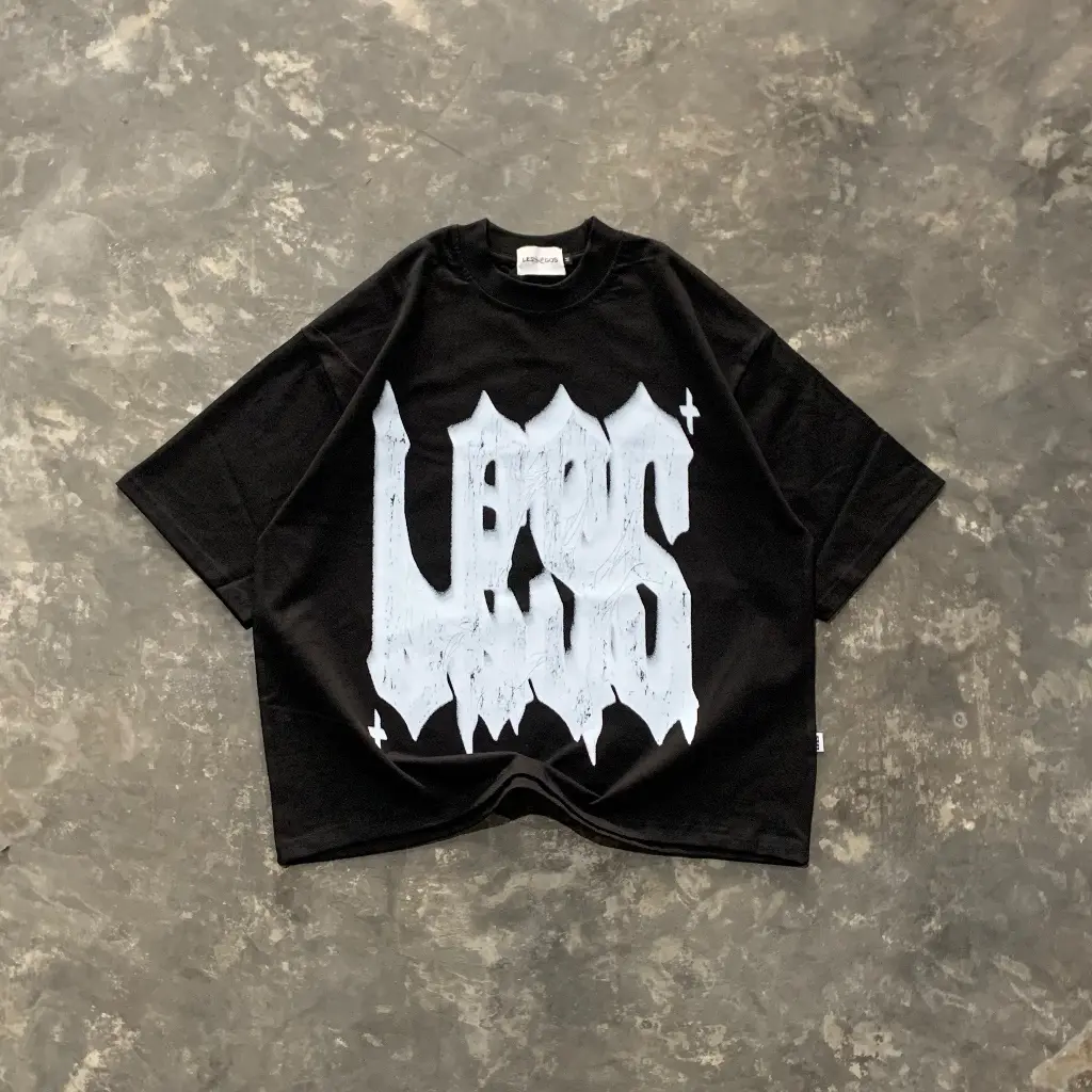 Lessegos Boxy Tshirt Gloire Heavy Weight 16s Hitam Crew-neck fashion unisex T-shirt Menswear Top Kaos Baju