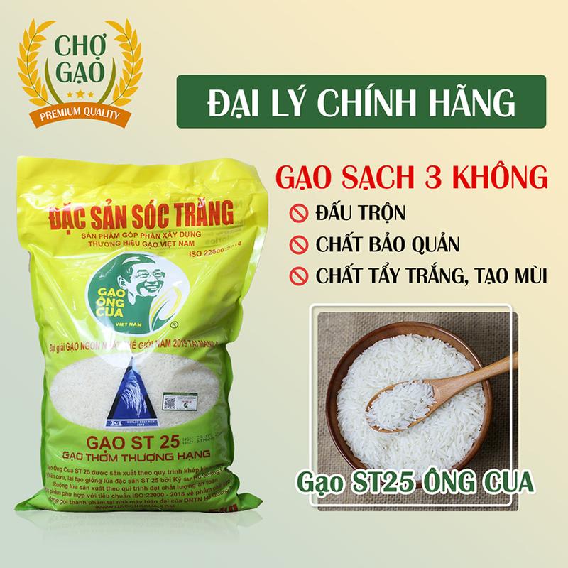 Gạo Ông Cua ST25 - Túi 5KG Chính hãng 100% Gạo Thơm Thượng HạngGẠO ÔNG CUA