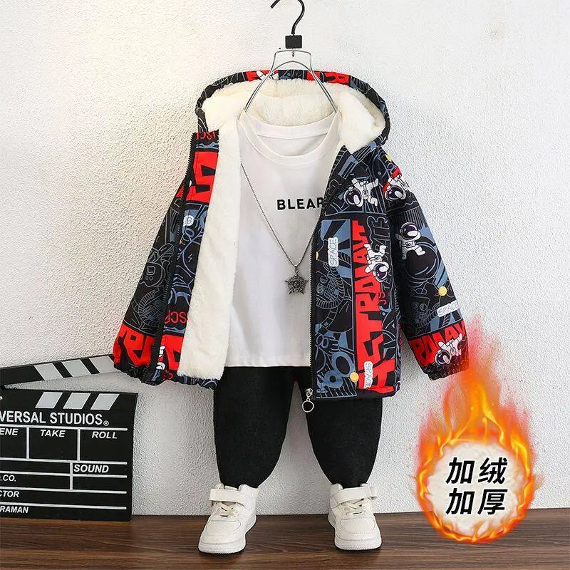 Gofatoo - เสื้อแจ็คเก็ตเด็ก ผ้าคอตตอน บุขนแกะ หนา ฤดูใบไม้ร่วงและฤดูหนาว