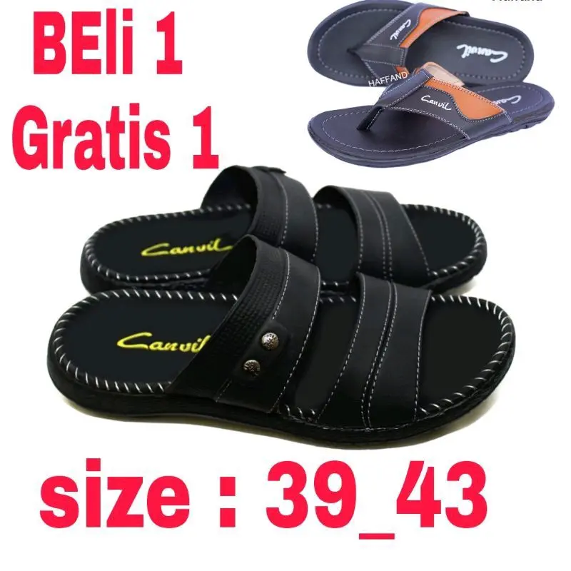 PAKET HEMAT BELI 1 GRATIS 1 // Sandal kulit pria 0
