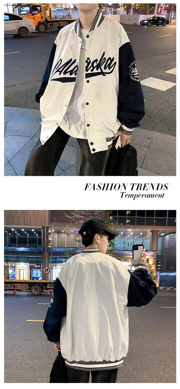 Product Introduction of Jaket Besbol, Jenama Trendi, Untuk Lelaki dan Wanita, Gaya Korea, Longgar, Sesuai untuk Musim Bunga dan Musim Luruh, Gaya Ins, Sesuai untuk Pelajar, Serba guna, Baju Atasan 10
