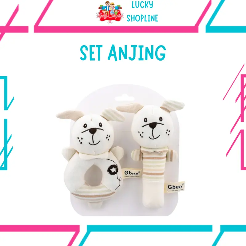 [BIG SALE] Mainan Bayi Organic Cotton Rattle Set (2pcs) ANIMAL RATTLE SET Boneka Stick Donat Kerincingan Plush Toys Play 5