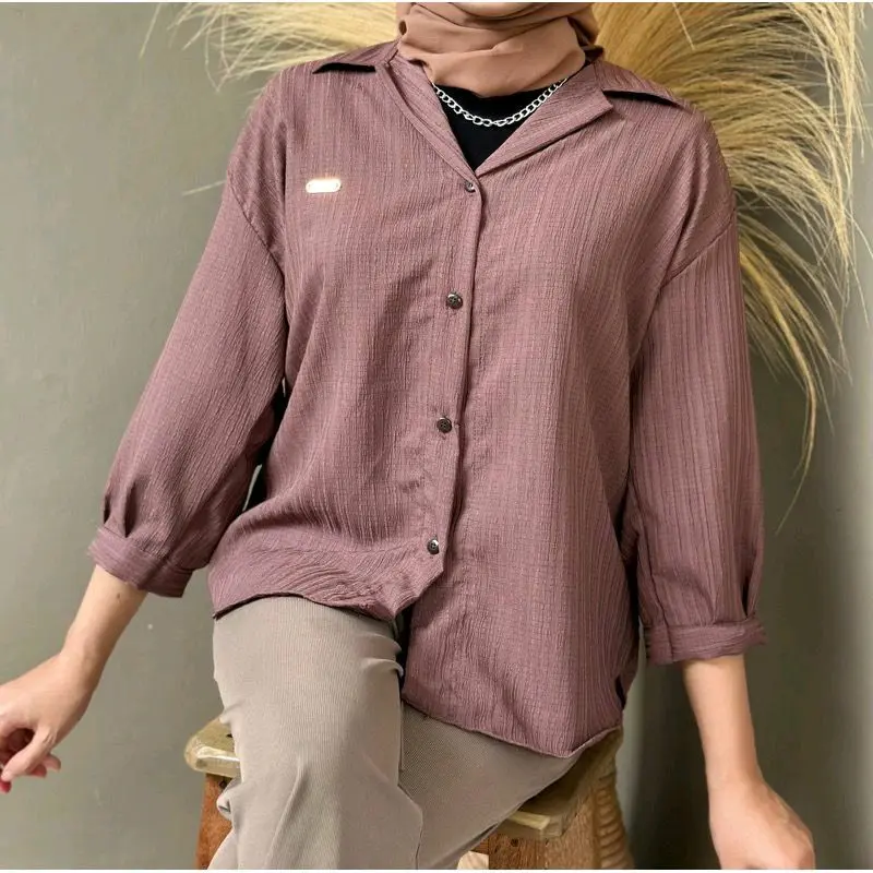 Inara Shirt - Kemeja Kancing  Basic Ledy Crush Baju Casual Kerja Wanita