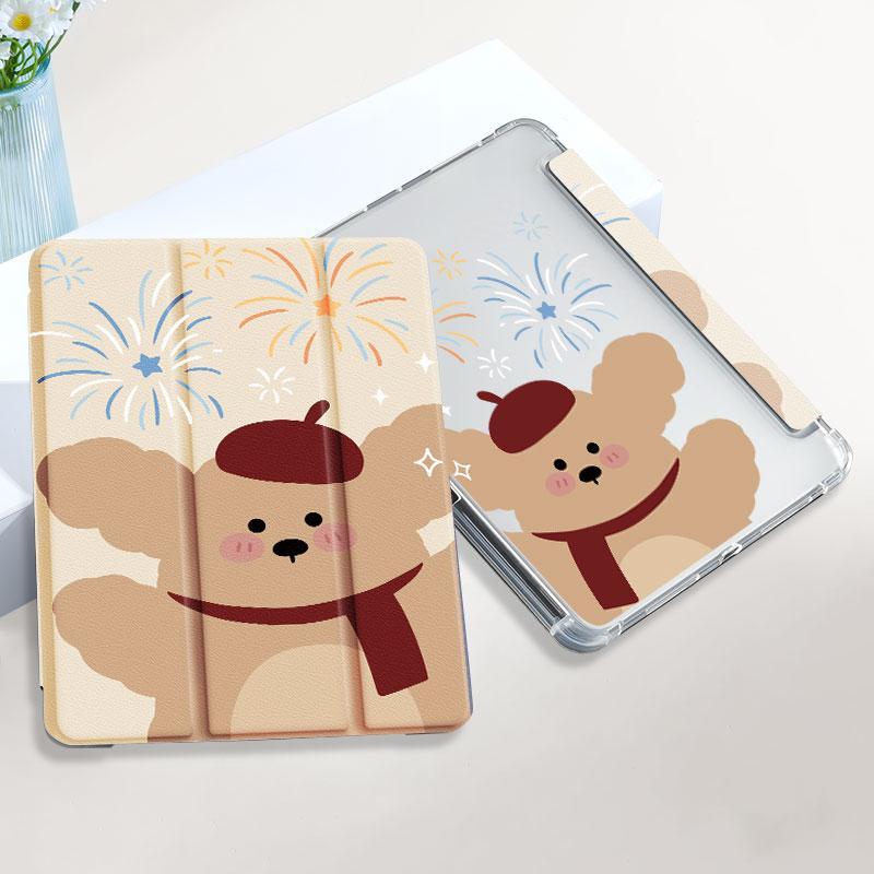 Product Introduction of Cute Bear Pattern Tablet Case, 1 Count Double-sided Print Tablet Protective Cover, Tablet Protector Compatible with Samsung/Huawei/Xiaomi/iPad 2