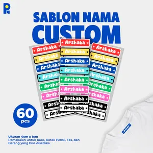 PIKAPIK 60 pcs Label Sticker Kain DTF Nama FREE Custom Sticker Nama Label Printing Pakaian Seragam