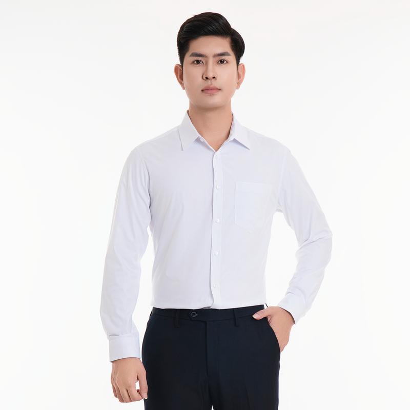 Áo sơ mi dài tay 993 form regular fit chất liệu sợi tre nhiều màu (vải trơn không họa tiết) Thái Hòa 23ASM-993 Nam Menswear Shirt Có Cổ 3