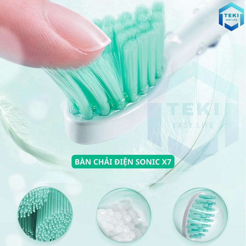 Product Introduction of Bàn Chải Điện Đánh Răng Sonic X7 Thông Minh 6 Chế Độ Làm Sạch Tặng Kèm 4 Đầu Thay Thế Lông Mềm Cao Cấp | TEKI Trắng Răng 4