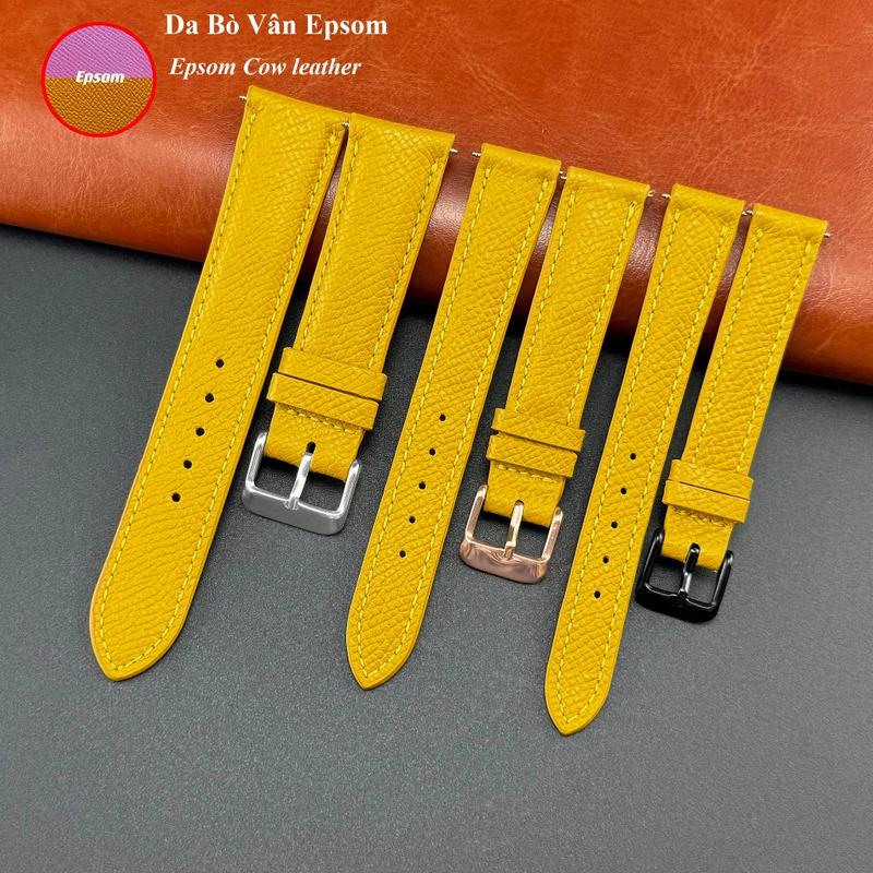 (Form độn) Dây đồng hồ da bò thật vân Epsom BO-60 size 10 12 13 14 15 16 17 18 19 20 21 22 24mm