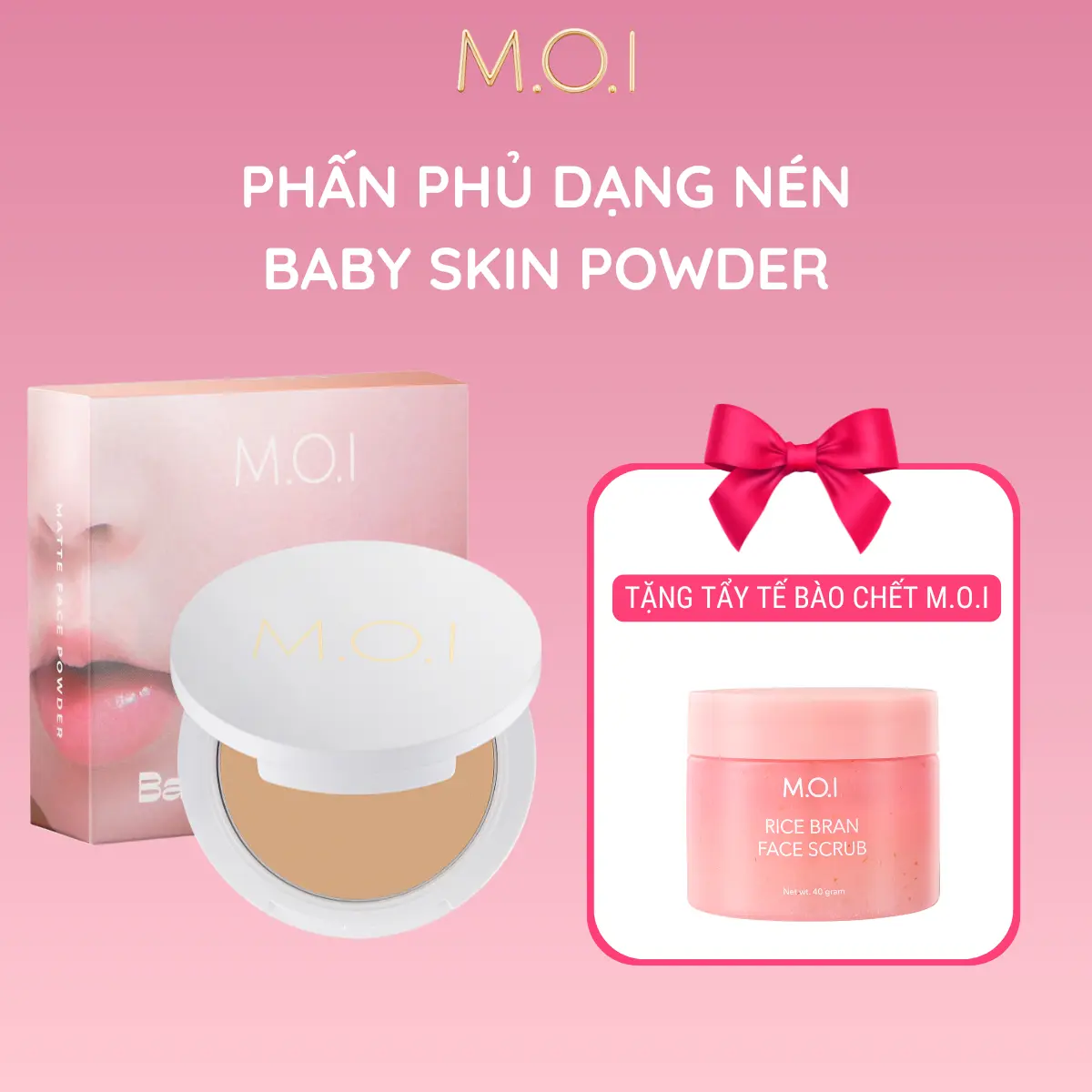 (Tặng tẩy tế bào chết M.O.I) Phấn phủ dạng nén nano kiềm dầu M.O.I Baby Skin Powder