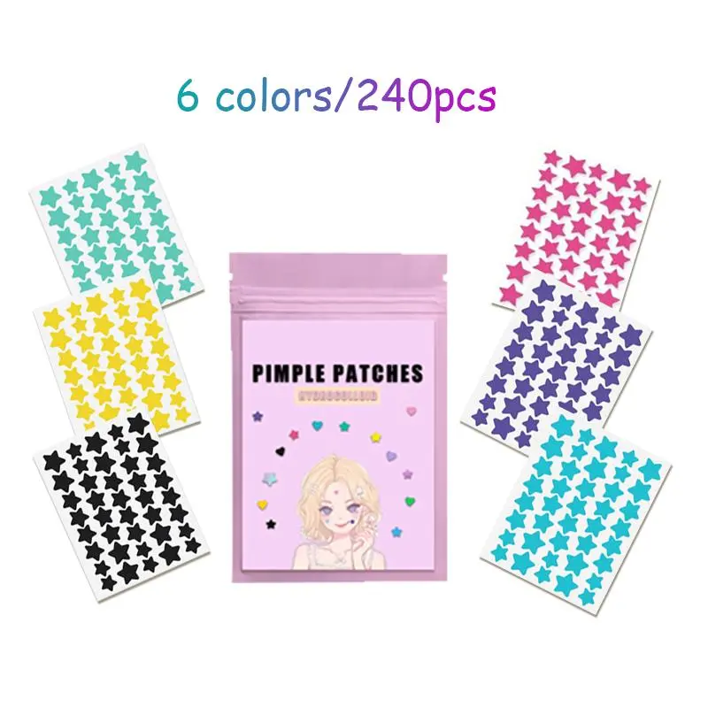 Colorful Star Shaped Acne Patches, Cute Acne Cover Patches, Hydrocolloid Acne & Pimple Strips, Skin Care Products for Women & Men 5