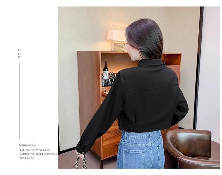 Product Introduction of Áo Khoác Áo Ghi Lê Túi Hộp, Dành Cho Nữ, Hàng Mới Về Mùa Thu 2023, Cao Cấp, Nhỏ, Dài Tay, Dễ Phối Đồ, Bó Sát, Áo Ngắn 25