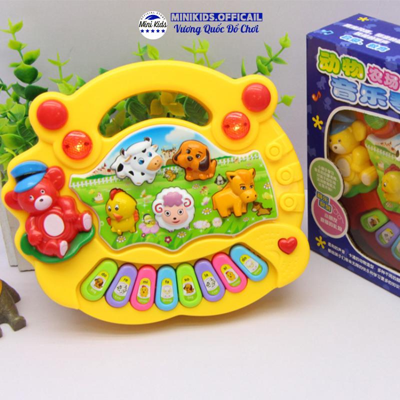 Đồ Chơi Đàn Piano nông trại bản Tiếng Anh chạy pin phát nhạc và đèn sáng Cho Bé ( tặng kèm pin ) - MiniKids Toy Kem Voi