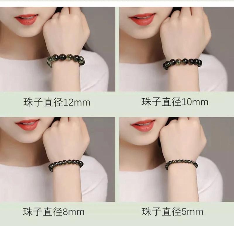 Product Introduction of Natural Green Phantom Crystal Single Triple Circle Bracelet Green Explosion Flower Treasure Bowl Unisex Couple Bracelet Jewelry 7