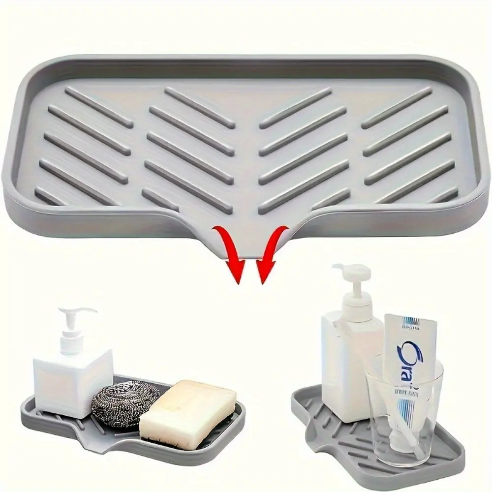 1 silicone kitchen sink tray, soap tray, easy-to-use storage tray