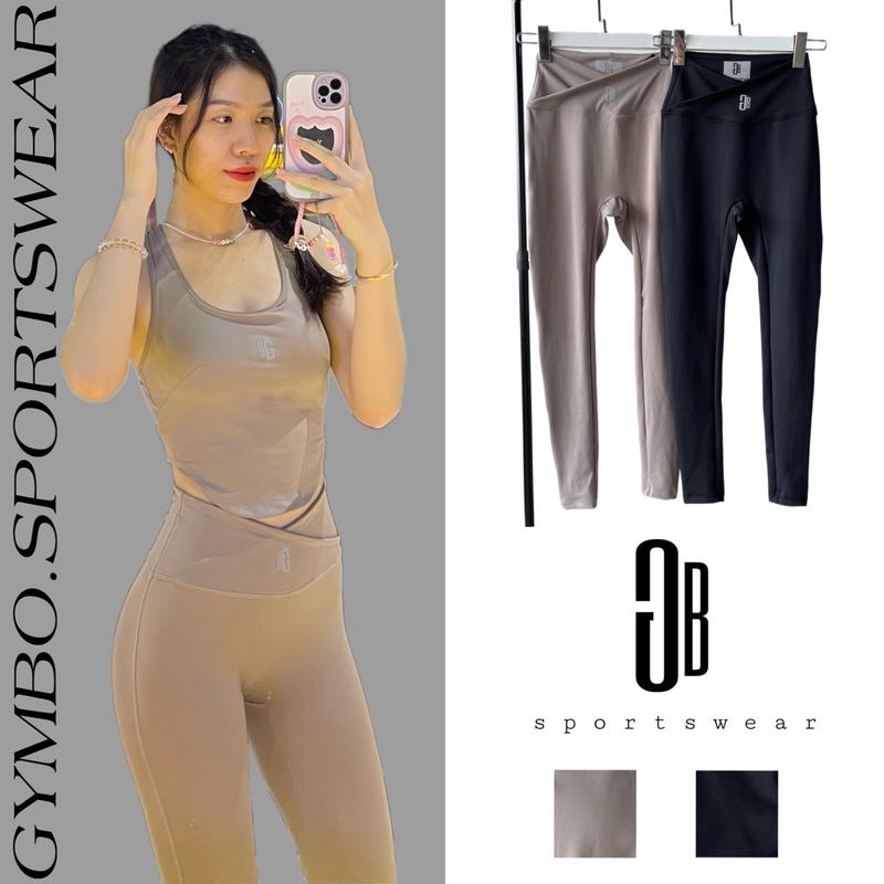 Quần dài legging thể thao cao cấp nữ cạp chéo lưng cao tập gym yoga pilates hack eo nâng mông tôn dáng Sport Chạy Bộ ❤❣m❣❤ ❤❣nâu❣❤