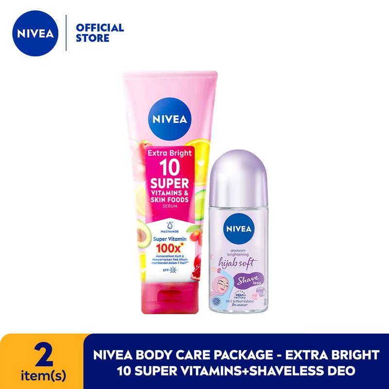 Product Introduction of NIVEA Body Care Package - Extra Bright 10 Super Vitamins + Shaveless Deodorant - Mampu  Mencerahkan Ketiak dan Melembutkan Kulit 1