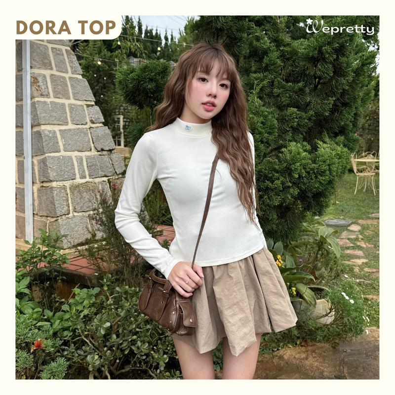 DORA TOP - AH39 Áo giữ nhiệt dài tay nữ dáng ôm chất thun cotton mềm mịn ấm áp Wepretty Clothes thời trang thu đông