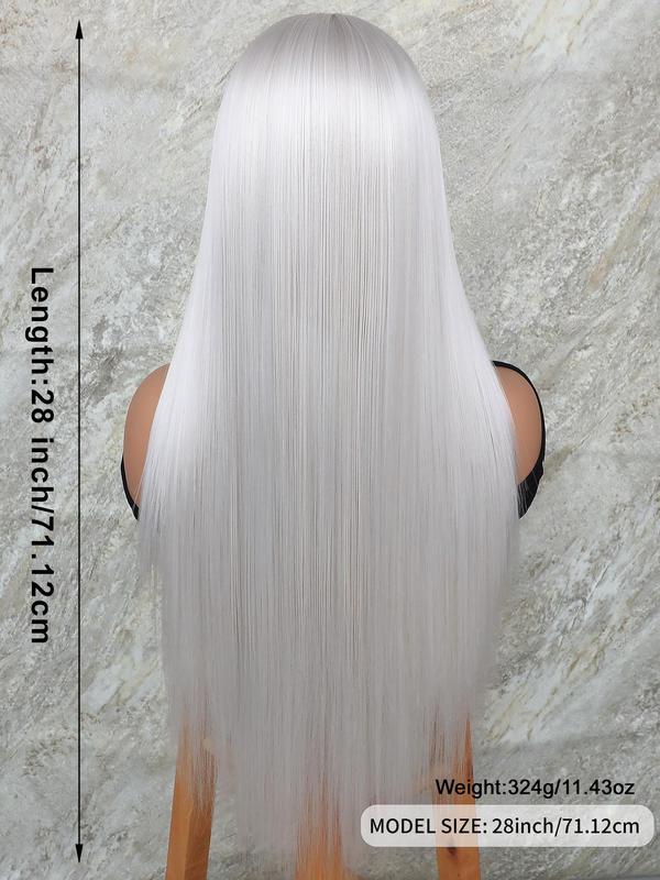 Hairstyle Ideas Women's 28inch Long Straight Synthetic Lace Front Hair Wigs, Glueless Natural Fluffy Heat-resistant Wigs without Bangs, Trendy Synthetic Wigs for Party, Daily Hairstyle Ideas, Gifts for Girlfriend 6