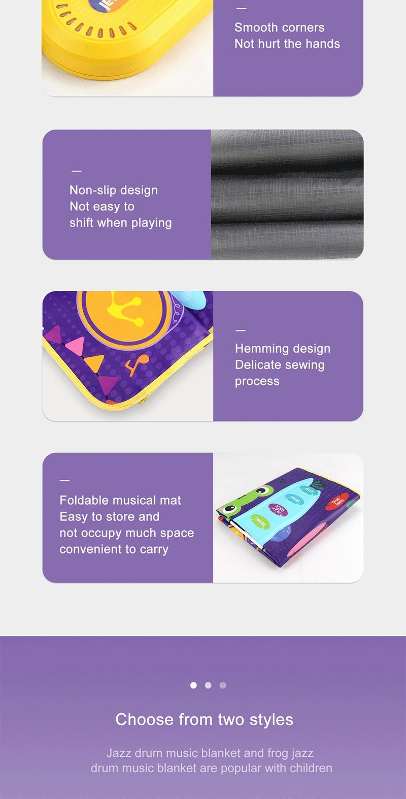 Product Introduction of Kids Musical Mat Piano Keyboard & Jazz Drum 2-in-1 Musical Toys for Toddlers Touch Play Floor Music Playmat Education Learning Toys Gifts 24
