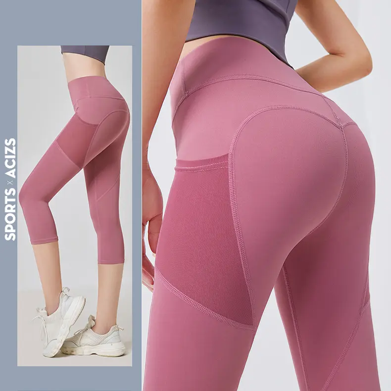 ZYT Quần tập thể dục nữ (5 phần), quần tập yoga dài Có túi bên. Legging, quần legging, quần thể thao Sport Chạy Bộ 3