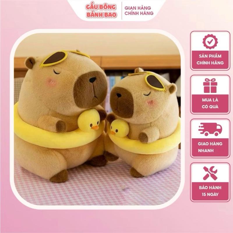Gấu bông capybara phao vịt bãi biển,capybara bộ trưởng bộ ngoại giao dễ thương - Thú Nhồi Bông Mềm Mịn Cao Cấp  Thú Bông Đồ Chơi