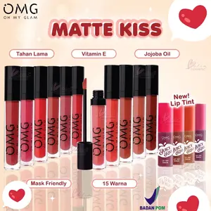 OMG OH MY GLAM MATTE KISS LIP CREAM 3.5G ( LIPSTICK LIPSTIK LIPCREAM ) BPOM HALAL OH MY GLOW