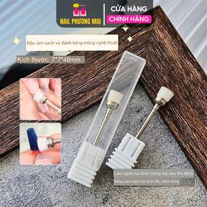 Chổi Vệ Sinh Móng Đầu Cước Trắng Hồng Ngẫu Nhiên, Lắp Được Vào Máy Mài Tích Điện Sau Khi Mài Dũa Móng, Đầu Chổi Phủi Bụi Móng Và Vệ Sinh Đầu Mài, Lau Sạch Bụi Móng