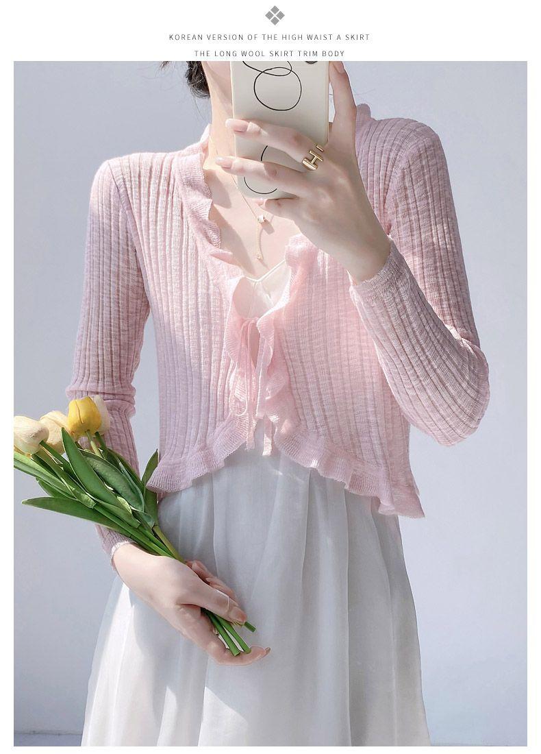 Product Introduction of Áo Cardigan Dệt Kim, Chống Nắng, Áo Cánh Che Kín Ngoài Mỏng Cho Nữ, Khăn Choàng Mùa Hè, Áo Khoác Vai Nhỏ Bằng Lụa Lạnh 9