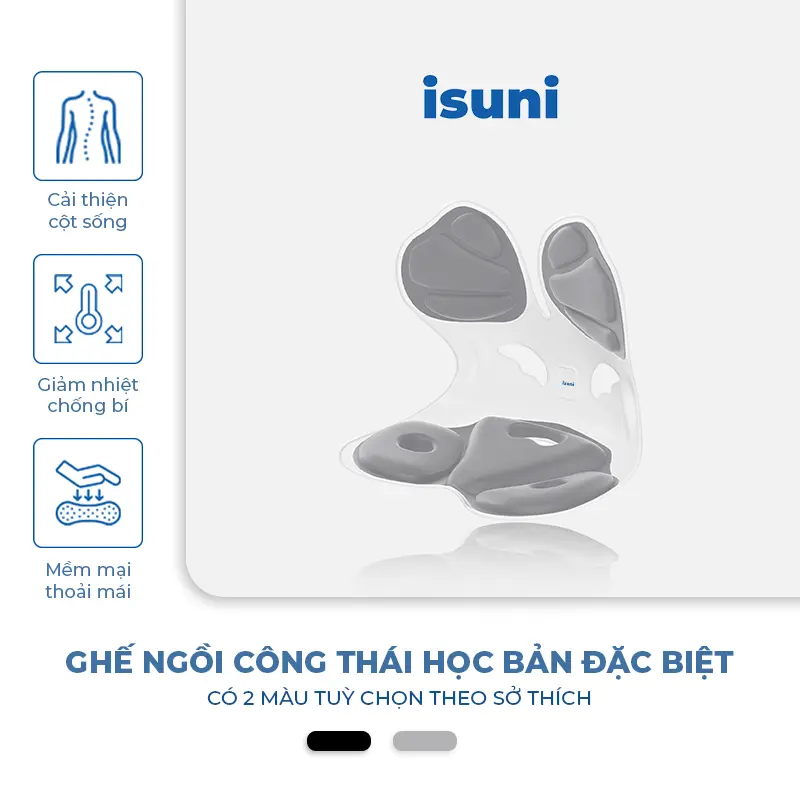 ISUNI Ghế Điều Chỉnh Tư Thế Ngồi Chính Hãng, Chống Gù Lưng, Ghế Công Thái Học Tốt Ứng Dụng 4 Sáng Chế Giảm Đau Mỏi Lưng, Hỗ Trợ Cột Sống Lưng Vai